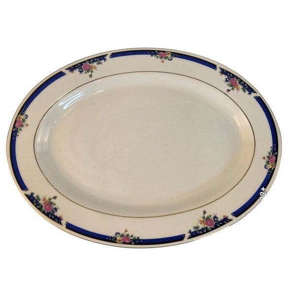 Royal Majestic Fine China Oval Serving Platter Morning Rose 8433 Floral Gold Tri - Picture 2 of 8